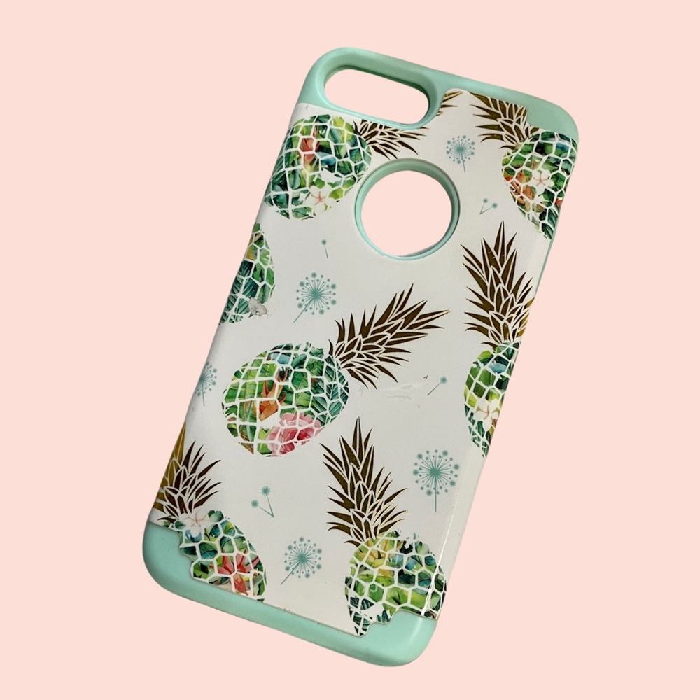 Pineapple and dandelion green and white iPhone case